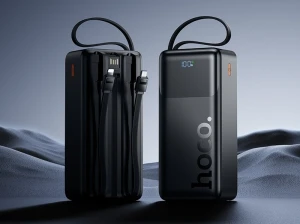 Внешний аккумулятор hoco j156b founder 22.5w+pd20w, полностью совместимый с четырьмя кабелями (30000 мач), черный.