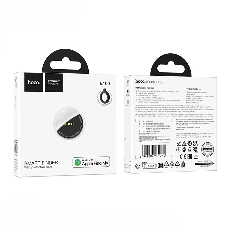 Hoco e100 graceful dispozitiv inteligent de poziționare anti-pierdere, negru 2