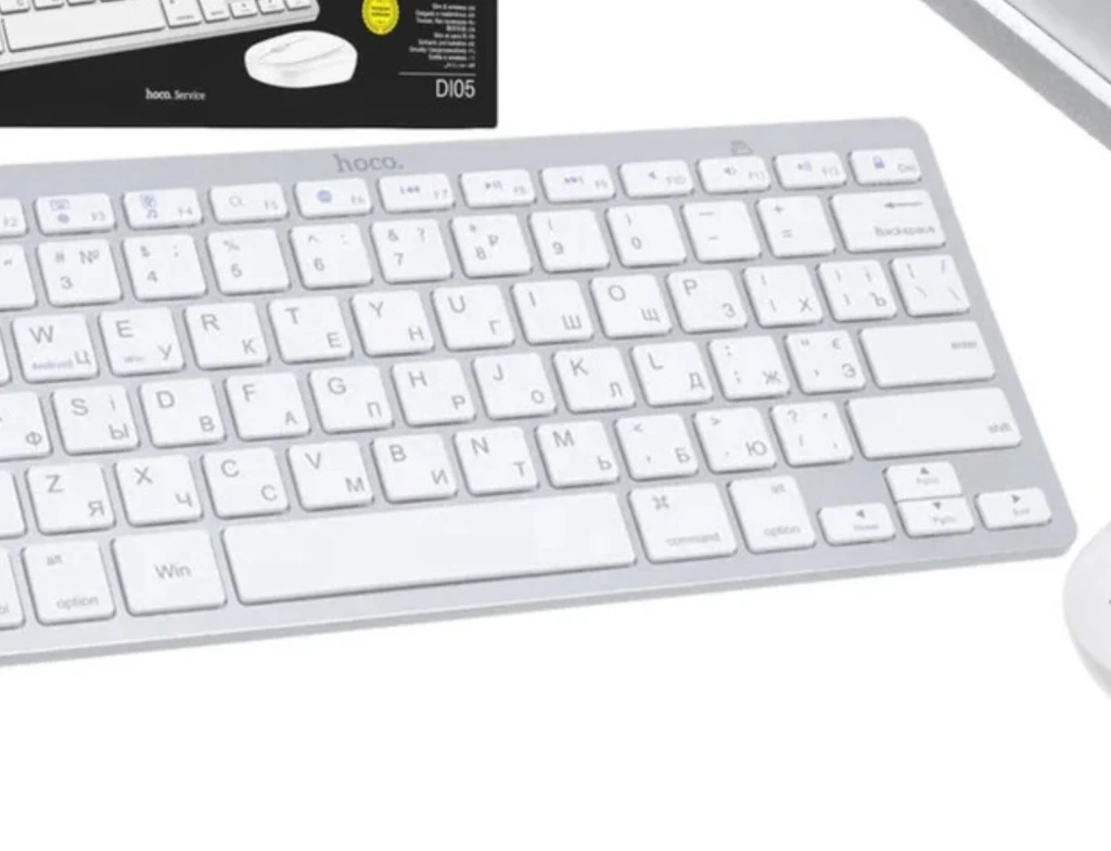 Set tastatură și mouse wireless hoco di05 bt (versiunea rusă) alb 4
