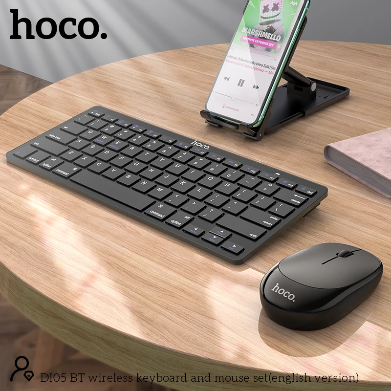 Set tastatură și mouse wireless hoco di05 bt (versiunea rusă) alb 2