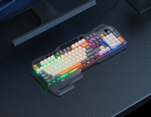 Tastatură de gaming cu capac metalic cu fir hoco di98 (versiune ucraineană și rusă) neagră