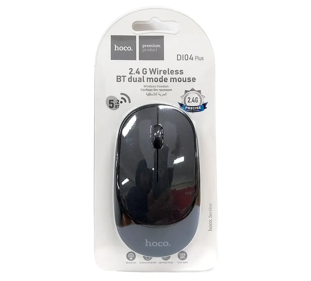 Беспроводная мышь hoco di04 plus 2.4g bluetooth с двумя режимами работы, черная. 3