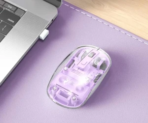Беспроводная прозрачная мышь xo m12 bluetooth, фиолетовая