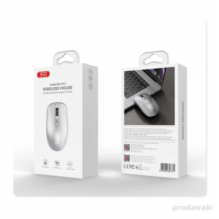 Mouse wireless xo m11 yunshen lucios (baterii aa) argintiu negru 2