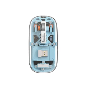 Беспроводная мышь wiwu crystal wm105 с двойным bluetooth+ 2.4g, синяя.
