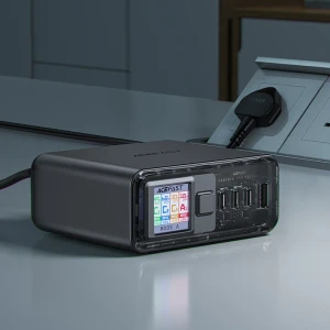 Настольный зарядный адаптер acefast z4 pd218w gan (3*usb-c+usb-a), цвет «космический серый» (ес)