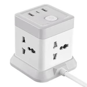 Xo wl20 (ue) 20w încărcare rapidă cu mufă pătrată, 4 mufe ca + usb-a + 1 usb-c, alb + gri Thumbnail 3