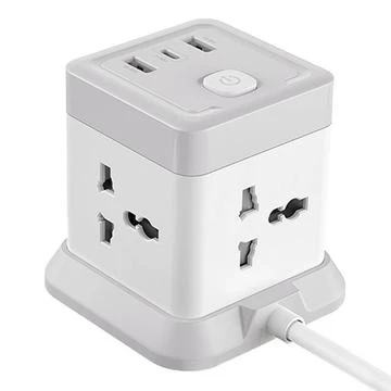 Xo wl20 (ue) 20w încărcare rapidă cu mufă pătrată, 4 mufe ca + usb-a + 1 usb-c, alb + gri 3