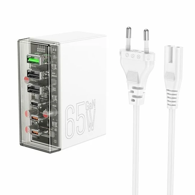 Încărcător hoco n36 fuerza cu șase porturi pd65w (3c3a) (ue) alb 2