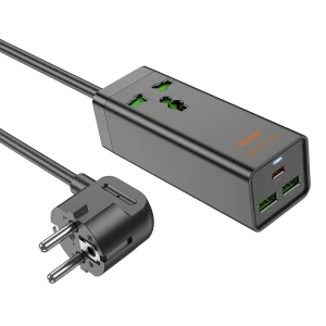 Настольное зарядное устройство hoco ac9a talent pd30w (1c2a с 1 розеткой) (ес), черное.