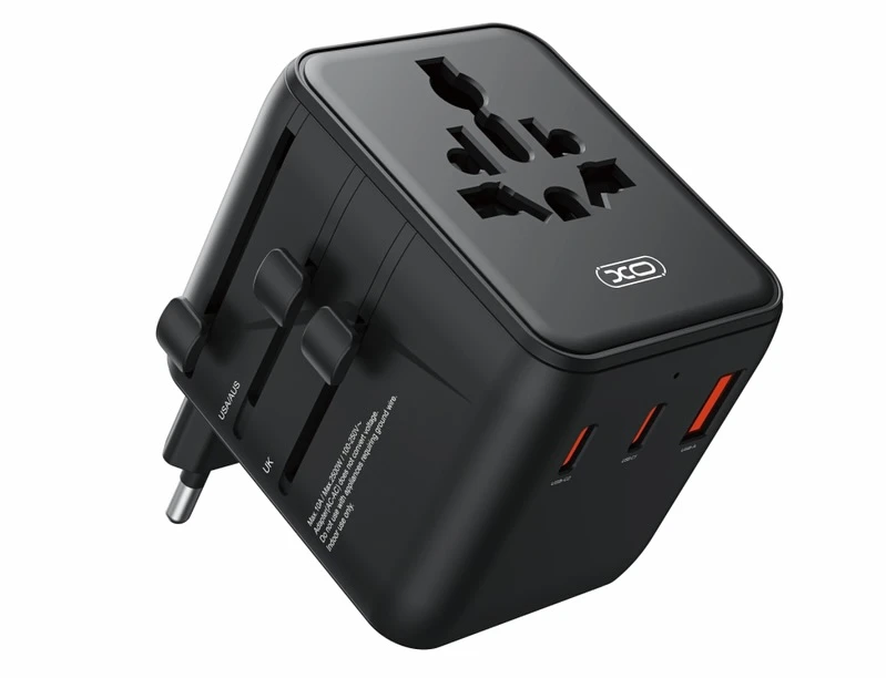 Încărcător universal de călătorie xo wl36 20w 2usb-c+1usb-a negru 2