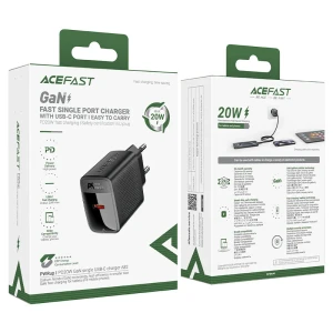 Однопортовое зарядное устройство acefast a82 pd20w gan с разъемом usb-c, черное. Thumbnail 6