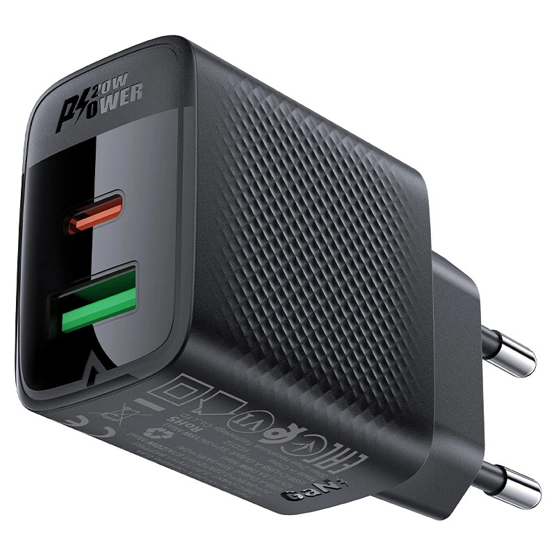Încărcător acefast a78 pd20w gan (usb-a+usb-c), negru 5