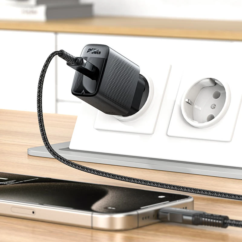 Однопортовое зарядное устройство acefast a102 pd30w gan с разъемом usb-c, черное. 2