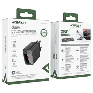 Однопортовое зарядное устройство acefast a102 pd30w gan с разъемом usb-c, черное. Thumbnail 7