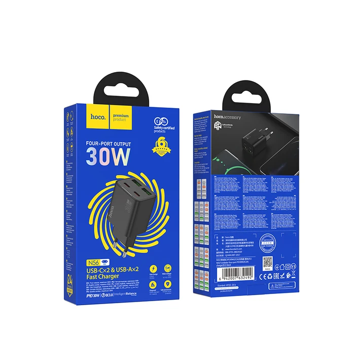 Încărcător hoco n56 founder cu patru porturi pd30w (2c2a) (ue) negru 2