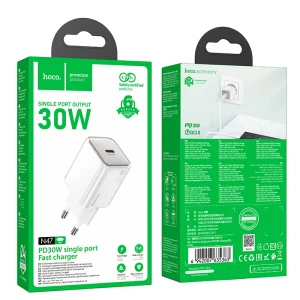 Încărcător hoco n47 glorious cu un singur port pd30w (ue) alb Thumbnail 4