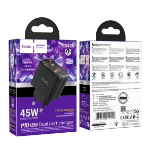 Încărcător inteligent hoco cs43a pd45w (2c) (ue) negru Thumbnail 2