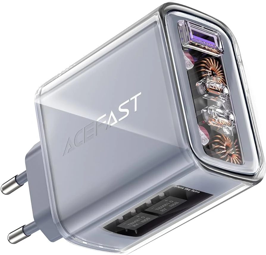 Зарядное устройство acefast a45 sparkling series pd65w gan (2*usb-c+usb-a), цвет серый слюда (ес) 4