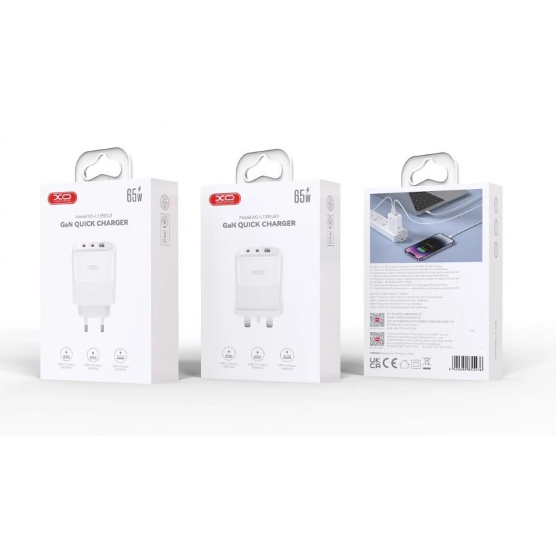 Încărcător rapid xo l139(eu) 65w (1usb-a 45w+2usb-c 65w) alb 3