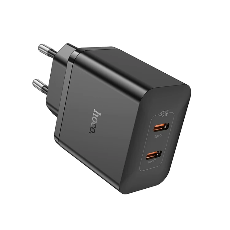 Încărcător hoco n35 streamer cu două porturi pd45w (2c) (ue) negru 2