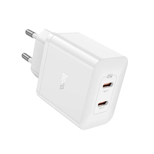 Двухпортовое зарядное устройство hoco n35 streamer pd45w (2c) (ес), черное 3