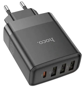 Интеллектуальное четырехпортовое зарядное устройство hoco c127a pd45w (1c3a) (ес), черное
