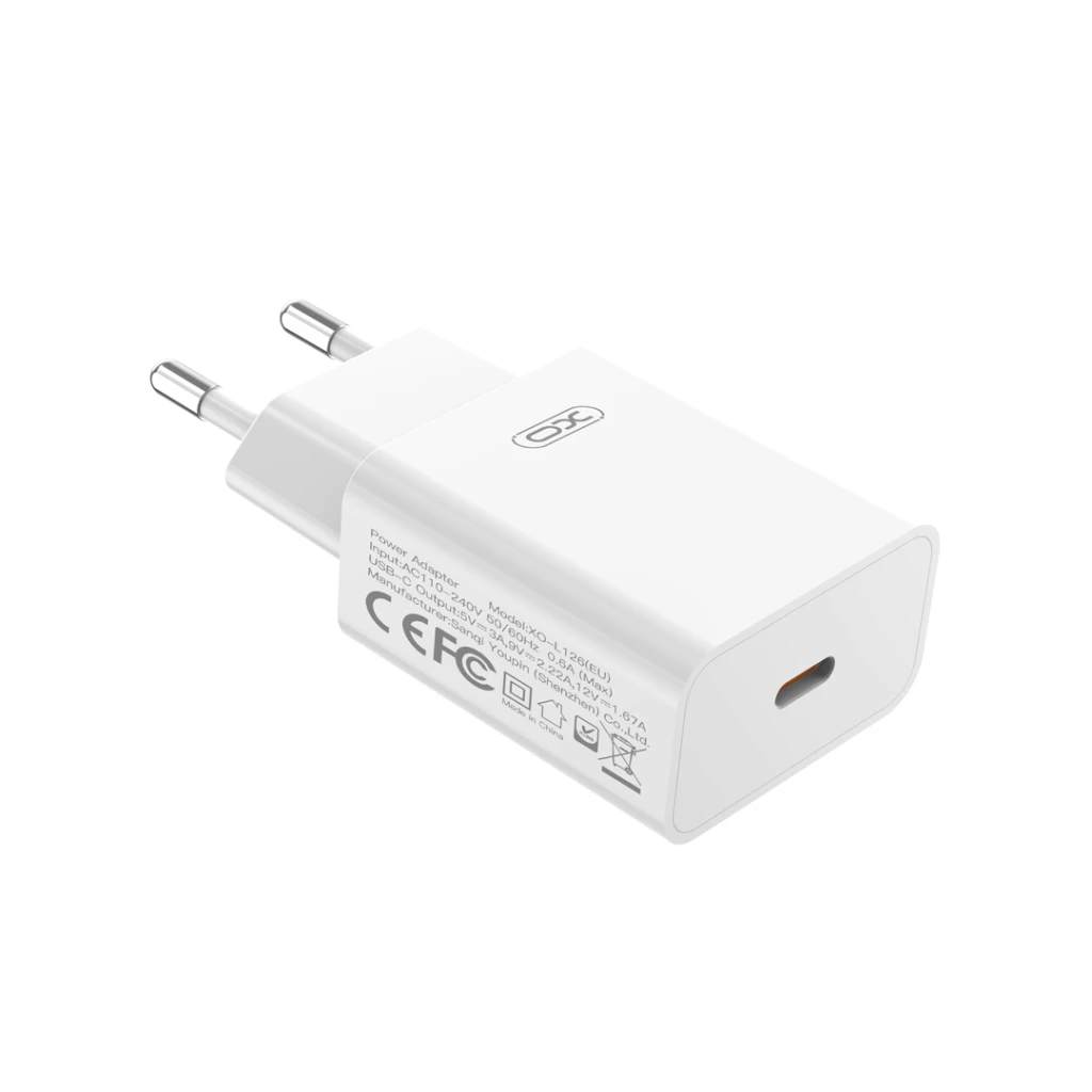 Быстрое зарядное устройство xo l126 usb-c pd20w, белое. 3