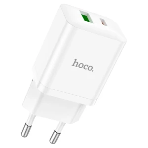 Зарядное устройство hoco n28 founder pd20w+qc3.0 (ес), белое.