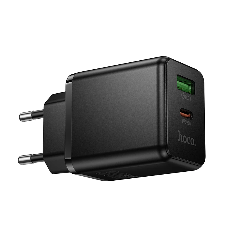 Многопротокольное зарядное устройство hoco c157a smart pd30w+qc3.0 (ес), черное 2