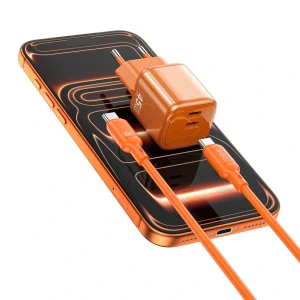 Adaptor de călătorie cu încărcare rapidă wiwu cube 45w 2c pd wi-g025 eu portocaliu