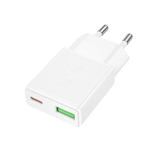Ультратонкое зарядное устройство hoco n73 speed ​​pd20w+qc3.0 (ес), белое.