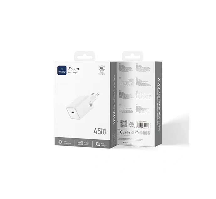 Adaptor de călătorie cu încărcare rapidă wiwu essen 45w wi-g036 eu, alb 2