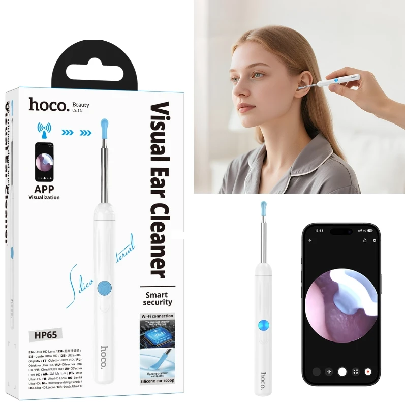 Инструмент для чистки ушей hoco hp65 с камерой, белый. 2