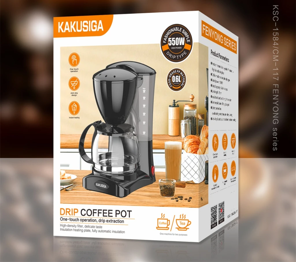 Cafetieră cu filtru kakusiga ksc-1584 seria fenyong (ue) neagră 2