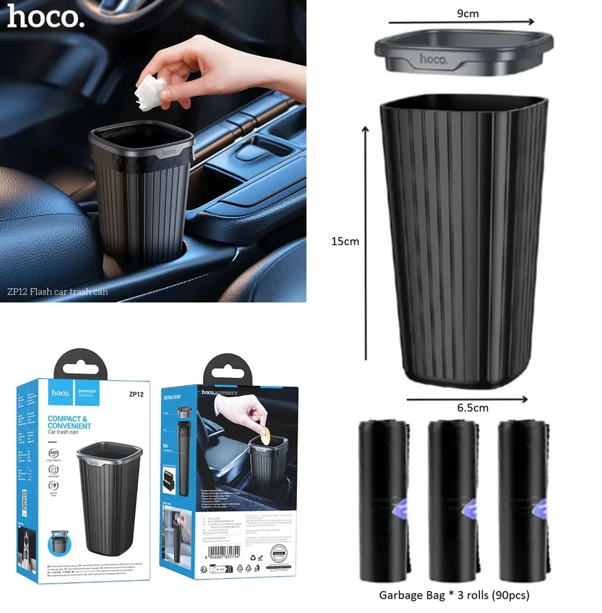 Coș de gunoi auto hoco zp12 flash, negru 4