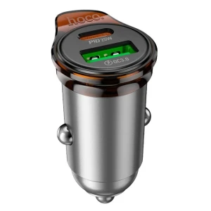 Încărcător auto hoco nz16a rigorous 43w cu porturi duble pd25w+qc3.0, gri metalizat Thumbnail 2