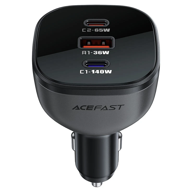 Автомобильное зарядное устройство acefast b14 165 вт (2 порта usb-c + usb-a) с 3 портами, черное. 5