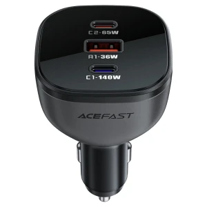 Автомобильное зарядное устройство acefast b14 165 вт (2 порта usb-c + usb-a) с 3 портами, черное. Thumbnail 5