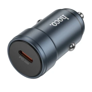 Автомобильное зарядное устройство hoco z57 glorious с одним портом pd30w, металлический серый цвет.