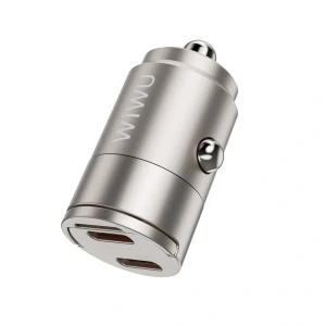 Автомобильное быстрое зарядное устройство wiwu nano series 30 вт wi-qc029 usb-c+usb-c, цвет титан. Thumbnail 3