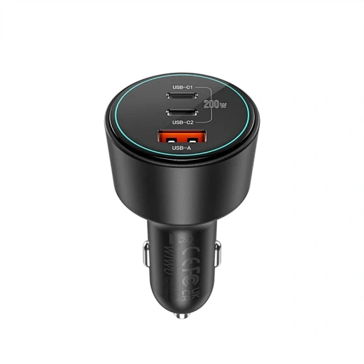 Автомобильное быстрое зарядное устройство wiwu exeed 200w qc+pd wi-qc026, черное. 4