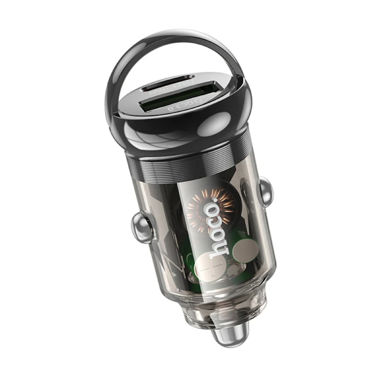 Автомобильное зарядное устройство hoco z53a vision pd30w+qc3.0, прозрачно-черное. 2