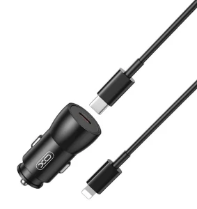Автомобильное зарядное устройство xo cc57 smart metal с одним портом c, мощностью pd25 вт, черное. Thumbnail 2