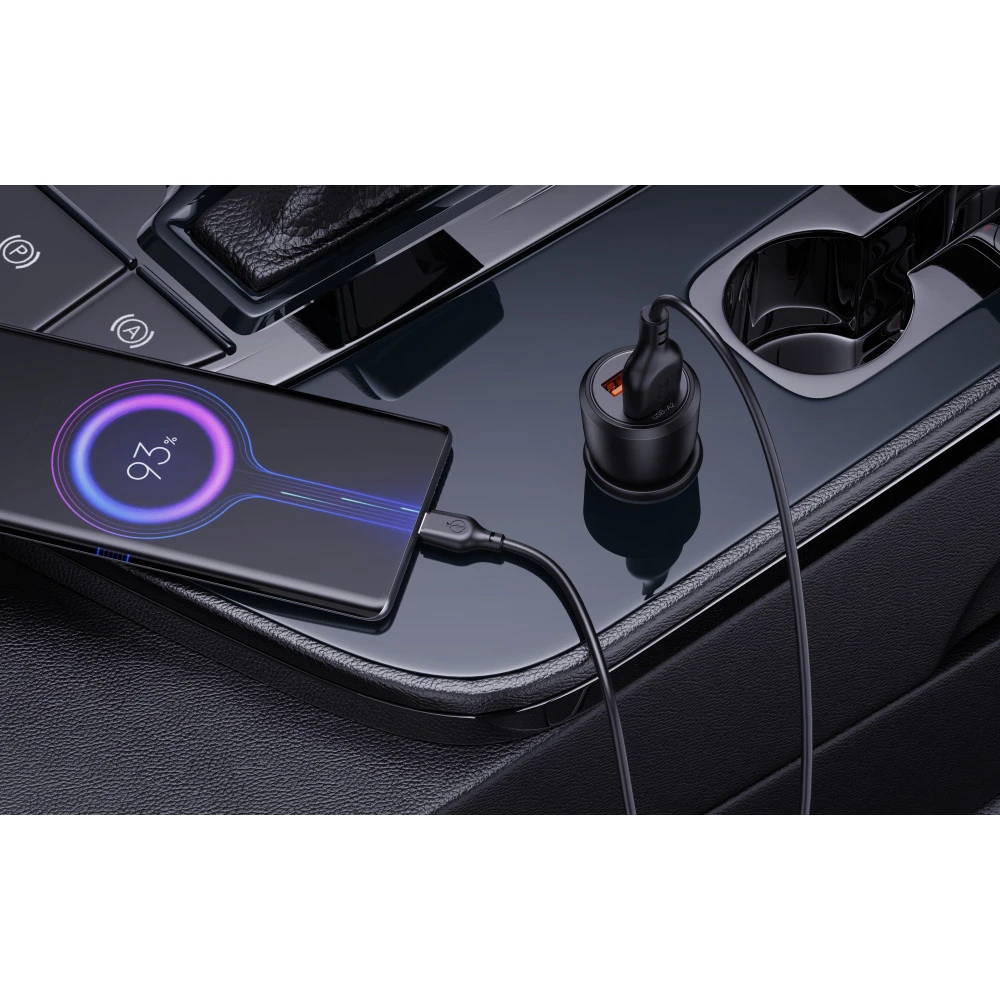 Автомобильное зарядное устройство xo cc55 qc18w+usb12w с двумя портами, черное. 2