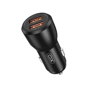 Автомобильное зарядное устройство xo cc55 qc18w+usb12w с двумя портами, черное.