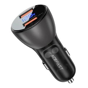 Încărcător auto metalic acefast b7 45w (usb-a + usb-a) cu afișaj digital transparent, negru Thumbnail 2