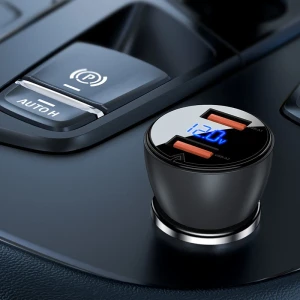Încărcător auto metalic acefast b7 45w (usb-a + usb-a) cu afișaj digital transparent, negru Thumbnail 3