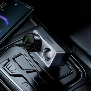 Автомобильное зарядное устройство hoco z65 smart с двумя прикуривателями, черное.