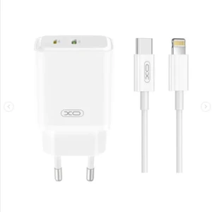 Xo l145 — сетевое зарядное устройство usb-c + lightning pd 20w с кабелем в комплекте